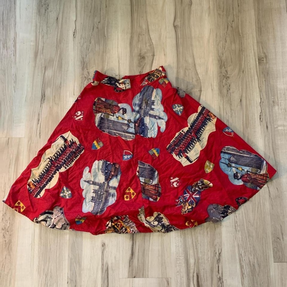 Vintage London British cityscape handcrafted a-line skirt XS Size 22